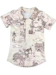 Última Boutique caliente al por mayor 100% algodón manga corta para camisa de cuello POLO para niños estilo occidental ropa para niños sólido Patt - Product Image 2