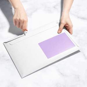 リサイクル可能な4インチ×6インチの紫色のミシン目入りダイレクトサーマルアドレス配送用サーマルプリンター対応ファンフォールド4x6ラベル - Product Image 2