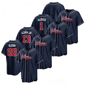Camiseta de Béisbol Alternativa Atlanta 2025 para Hombre, Personalizada, Bordada, con Logos, Azul, Talla Grande, Anti-UV, Secado Rápido - Product Image 1