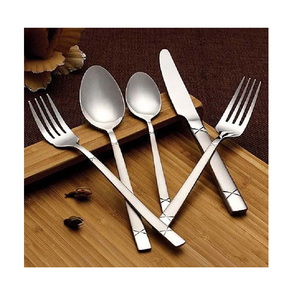 Ensemble de couverts cuillère fourchette en acier inoxydable Couverts de style moderne pour hôtels Cuillère en acier poli brossé mat - Product Image 2