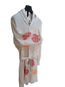 Albornoz con capucha de muselina turca Coral estampado colorido mujeres hombres niños Toalla de playa Sauna, baño, hogar, Hotel secado rápido suave - Product Image 4