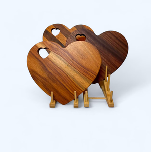 Heart <b>shaped</b> Housewarming Gifts Wood Cutting Board 2 Pieces New Crafts Shiny Polished Wood Chopping Board - Product Image 3