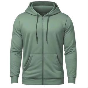 Ropa de hombre personalizada de color sólido con cremallera completa Sudadera con capucha transpirable 100% algodón ropa deportiva sudaderas para hombres en precio al por mayor - Product Image 3