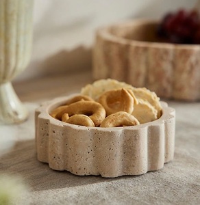 Moderno Tazón Decorativo de Piedra Travertino con Base Cuadrada Sólida para Mesa de Centro, Decoración de Hogar de Lujo, Nuevo y Elegante, Multiusos - Product Image 6