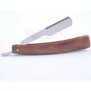 Cuchillas gemelas clásicas de acero inoxidable para hombres, maquinilla de afeitar recta, mango de madera de haya afilado preliminar, herramienta de afeitado facial desechable - Product Image 2