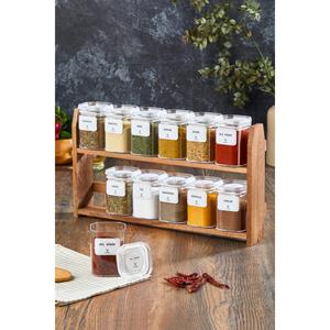 Vaso di spezie da 12 barattoli da 200 Ml, barattolo di spezie con supporto in legno, 24 etichette di spezie