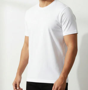 T-shirts pour hommes 100% coton Impression personnalisée Jersey blanc uni 180g T-shirts pour hommes à col rond à manches courtes Séchage rapide - Product Image 5