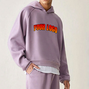Sweat à capuche unisexe personnalisé surdimensionné 100% coton pull en polaire lourd avec poche kangourou sweat-shirt à épaules tombantes - Product Image 1