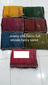 Elegante Sari de gasa de organza con bordado fino y borde festoneado para fiestas y bodas ahora disponible a precio de exportación - Product Image 5