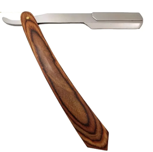 Maquinilla de afeitar recta de acero inoxidable OEM de alta calidad con mango de madera herramienta de corte de pelo de seguridad para barberos - Product Image 6