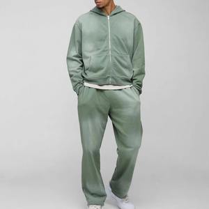 Blank Washed Oversized <b>Hoodie</b> and Jogger Set Hot Selling Pullover Cotton Baggy Tracksuits for Men - Product Image 4