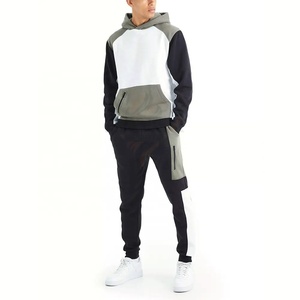 Conjunto Deportivo Personalizado al por Mayor para Hombre, Sudadera con Capucha y Pantalones Deportivos de Color en Bloques, Ropa Deportiva de Dos Piezas, Trajes Deportivos para Hombre - Product Image 1