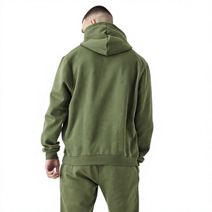 High Quality OEM Custom Logo Casual Solid Men's Heavyweight 100% Polyester Hooded Tracksuit Regular Fit <b>Hoodie</b> Jogger Set - Product Image 4