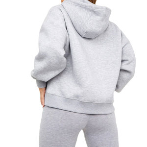 Venta al por mayor de gran tamaño pulóver sudadera para mujer de tejido de punto grueso pesado Sudadera con capucha de invierno con logotipo frontal de impresión de gran tamaño - Product Image 3