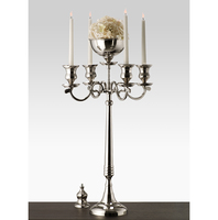 Candélabre de luxe moderne à 5 bras, en verre noir métallisé décoré, style art unique, avec bougeoirs, pour centre de table de mariage