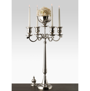 5 Arms Luxury Wedding Metallic <b>Black</b> Decorated <b>Candelabra</b> with Glass Hurricanes Candle Holder for Wedding Decoration - Product Image 4