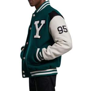 Chaqueta Varsity Bordada para Hombre, Nueva Moda, Bordado Personalizado, Cuello Alto, Mangas Largas, Tela de Lana, Resistente al Viento - Product Image 3