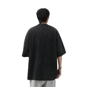 T-shirt surdimensionné pour hommes coupe régulière en coton 100% vieilli délavé à l'acide vintage personnalisé en gros - Product Image 4