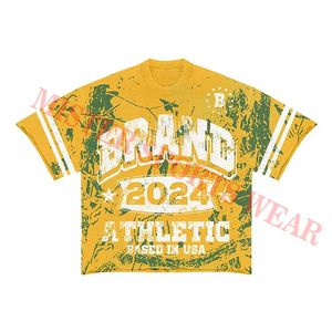 Custom 2 Piece Summer Short Sleeve T-shirts Cotton Vintage Tracksuit Distressed Embroidered Acid Wash Shirt and Short <b>Sets</b> Men - Product Image 3