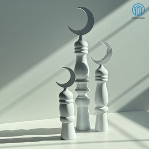 Juego de soportes de madera Hilal Ramadán decoración de luna creciente de madera Eid decoración islámica del hogar centro de mesa - Product Image 3