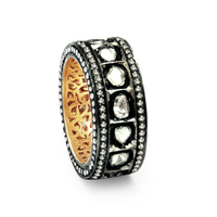 REYES Fabricant de Bague en Diamant Polki en Argent Sterling 925 Plaqué Rhodium Noir Bijoux Victoriens pour Femmes