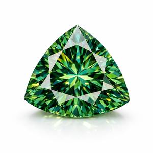 Moissanita Verde de 3 Quilates de Primera Calidad, Cultivada en Laboratorio, Corte Trillón con Efecto Fuego |   Gema Suelta Color D VVS1 para Joyería - Product Image 1