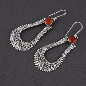 Boucles d'oreilles en argent sterling 925 avec pierres précieuses en corail Bijoux à la mode - Product Image 2