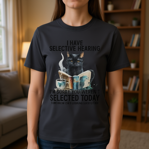 Maglietta a Maniche Lunghe 2025 Cat con Stampa 'Selectiv Hearing Youwerentselected', Prodotto Promozionale - Product Image 3