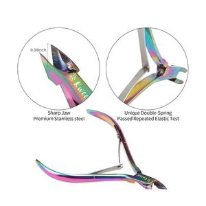 Coupe-cuticules professionnel pour nail art, finition arc-en-ciel, lames droites et courbées, manche en plastique pour des manucures et pédicures faciles à domicile - Product Image 2