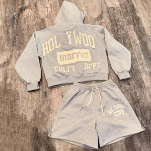 ชุดเซ็ตเสื้อฮู้ดดี้และกางเกงขาสั้นผ้าเฟรนช์เทอร์รี่ 100% ผ้าฝ้าย ระบายอากาศ กันลม พิมพ์ลายโลโก้ตามสั่ง เป็นมิตรกับสิ่งแวดล้อม ไซส์พลัส สำหรับทุกเพศ - Product Image 3