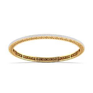 Trendy 925 Sterling <b>Silver</b> Round Cut Leb Grown <b>Bangles</b> for <b>Women</b> Gold Accented Jewelry to Elevate Style and Beauty - Product Image 2