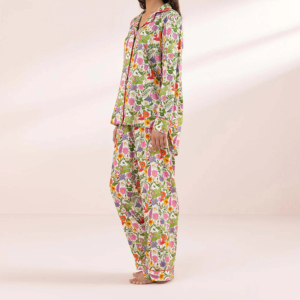 Ensemble de pyjama en polyester/coton 2 pièces pour femmes, décontracté, pour la nuit, à porter à la maison, respirant, solide, vente chaude, prix d'usine - Product Image 2