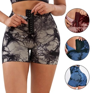 2025 cravate-teinture femmes taille haute gymnastique entraînement Shorts décontracté Yoga activités de plein air boucle contrôle taille respirant tricoté - Product Image 1