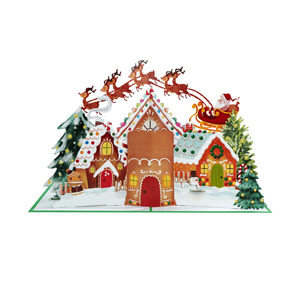 Carte de Noël 3D faite à la main maison en pain d'épice Santa Popup Vietnam fabricant papier artisanat cadeau carte de voeux pour les vacances - Product Image 6