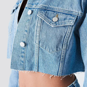 Veste en jean vintage pour femmes Veste en jean à trous courts pour dames - Product Image 4