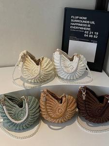 Luxury Crochet Bag Handmade Women Seaside Conch Shell Messenger <b>Shoulder</b> Bag Exquisite Pearl Chain Fashion Handbags - Product Image 4