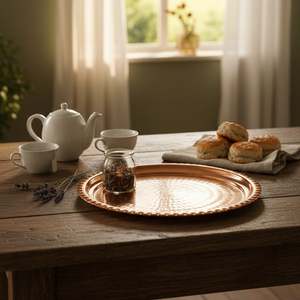 8-<b>Piece</b> Copper Cup <b>Set</b> for <b>2</b> People Oriental Design Style Wedding Gift Includes Lids & Tray - Product Image 6