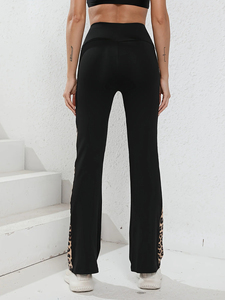 Pantalon de Yoga Bootcut pour femmes léopard Patchwork taille haute évasé pantalon de Jazz décontracté taille élastique pantalon de Jazz d'été coloré - Product Image 2