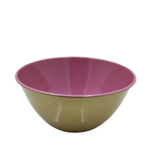 Bol profond rond Vaisselle Ustensiles de cuisine Bol en fer Revêtement en poudre rose foncé et couleur or fait à la main - Product Image 1