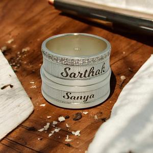 Bagues en argent sterling 925 avec nom personnalisé bijoux de mode gravés personnalisés pour hommes et femmes pour cadeau de mariage/anniversaire - Product Image 2