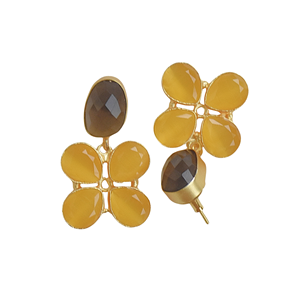 Pendientes de Cuarzo Ahumado Laxmi Jewellers, Chapados en Oro de 18K, con Diseño de Constelación, Estilo Clásico - Product Image 6