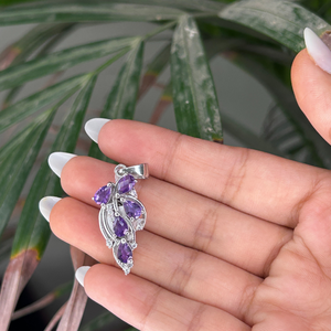 จี้เงินแท้ 925 ชุบโรเดียม ประดับพลอยแอมะทิสต์สีม่วงทรงกลมเจียระไนแบบบริลเลียนท์ ดีไซน์คลาสสิก เหมาะสำหรับเป็นของหมั้น ราคาสุดคุ้ม - Product Image 6