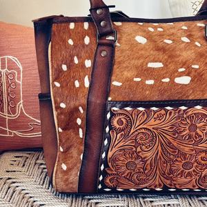 Sac à main en cuir de vachette avec fourrure, sac fourre-tout personnalisé avec pompon, fermeture éclair, style bohème western, sac bandoulière, fabricant, stock disponible - Product Image 2