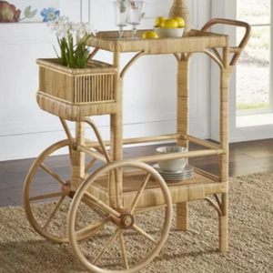 Carrito de Bar de ratán de nuevo diseño elegante y hecho a mano, carrito de cesta tejida para cocina y comedor, venta al por mayor de Vietnam - Product Image 2