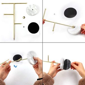 Présentoir à bijoux, support de collier, barre en T plaquée en métal, tour d'organisation de bijoux de table pour suspendre des pendentifs, des boucles d'oreilles et des bracelets - Product Image 3