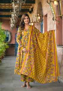 Beau costume indien Anarkali imprimé Mill avec imprimés de moulin complexes pour vêtements de fête et ethniques du fournisseur en gros - Product Image 4
