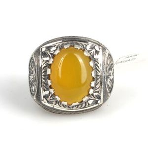 Men's Statement <b>Ring</b> with 925 Sterling Silver Oval <b>Turquoise</b> Stone & Inlay Bezel Setting - Product Image 4