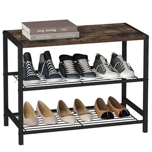 נעלי מתלה 3-שכבות אחסון מגדל נעל המארגן עבור ארון כניסה שולחן קטן עם מדפי מתכת עמיד