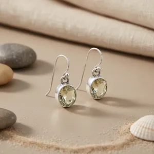 Boucles d'oreilles pendantes en argent 925 avec citrine pour femmes - Product Image 3