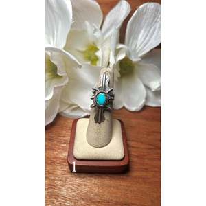 Kobe Martinez Sonoran Mountain Turquoise 18K Plated Sterling Silver Casual <b>Adjustable</b> <b>Ring</b> Bezel Setting Gift Stainless Steel - Product Image 2